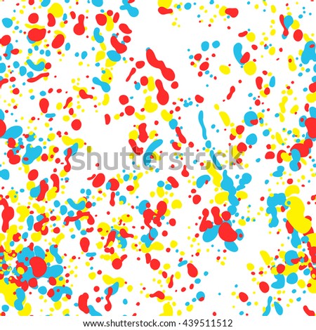 Colored ink spots. Drops ink. Seamless vector pattern (background).