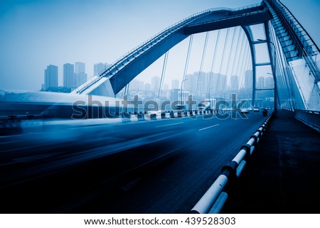 traffic in yangtse river bridge,chongqing china. Royalty-Free Stock Photo #439528303