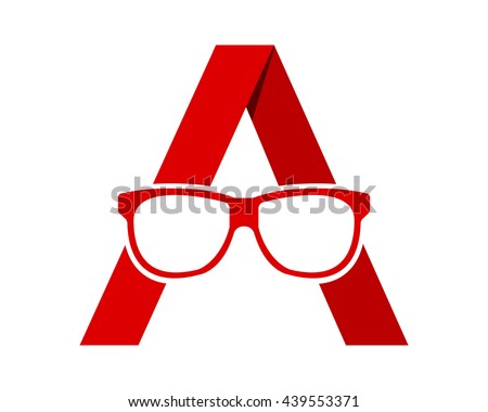 glasses typography red optic image vector icon logo 