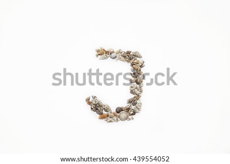 The letter "J" made from seashells