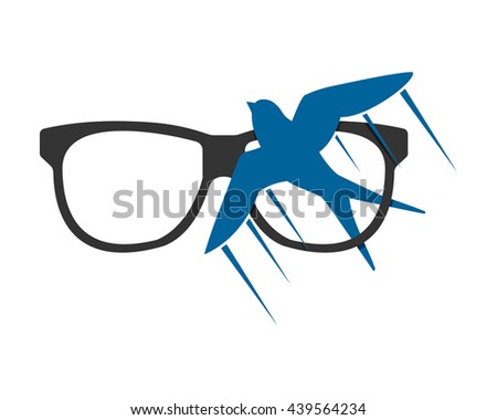 swallow bird eye glasses optics image vector icon logo