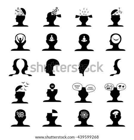 Mind Icons Set - Isolated On White Background - Vector Illustration, Graphic Design. For Web, Websites, Print, Presentation Templates, Mobile Applications And Promotional Materials