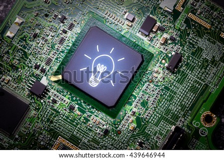Business e-commerce icon on motherboard