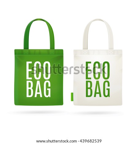 Eco Fabric Cloth Bag Tote Isolated on White Background. Care about the Environment. Vector illustration Royalty-Free Stock Photo #439682539