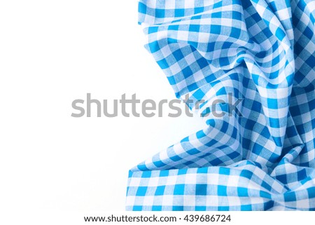 blue tablecloth on white background