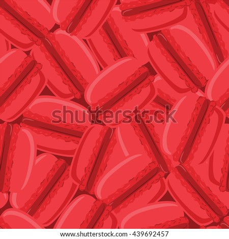 Seamless pattern with red macaroon cookies. Vector illustration.