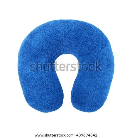 traveling blue sleeping pillow or Neck Pillow isolated on white background Royalty-Free Stock Photo #439694842
