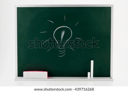  light bulb drawing on a blackboard.isolated on white background.

