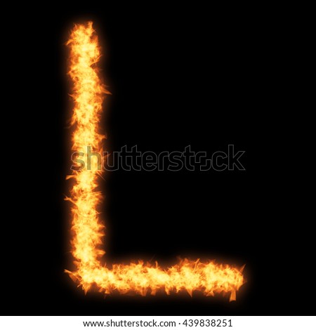 Capital letter L with fire on black background- Helvetica font based