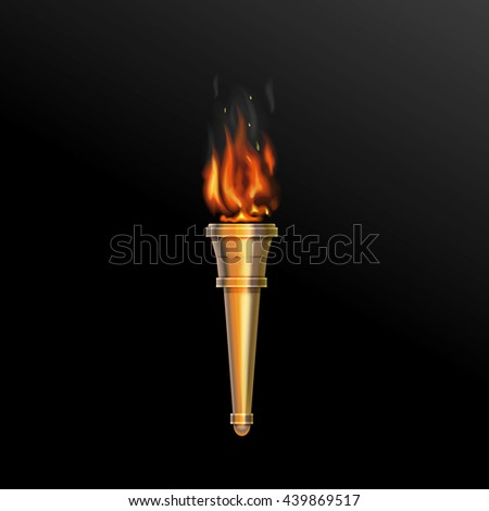 Realistic fire torch. Vector illustration