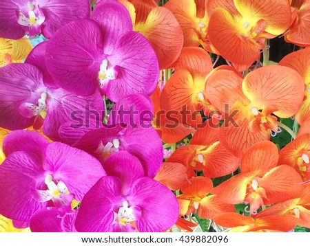 Artificial colorful orchids background