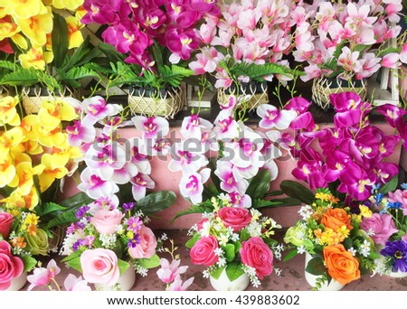 Artificial colorful orchids background
