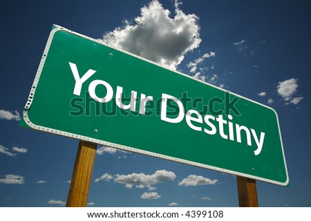 "Your Destiny" Road Sign with dramatic clouds and sky.
