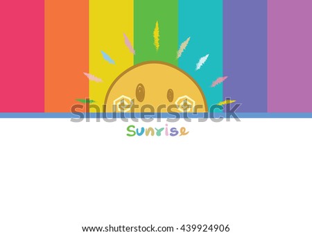Abstract cartoons rainbow colors background with sun. Abstract design exotic bohemian style. Environment for earth day.    