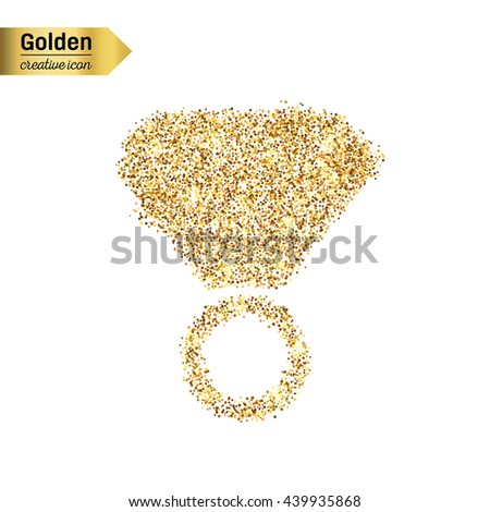 Gold glitter vector icon of ring isolated on background. Art creative concept illustration for web, glow light confetti, bright sequins, sparkle tinsel, abstract bling, shimmer dust, foil.