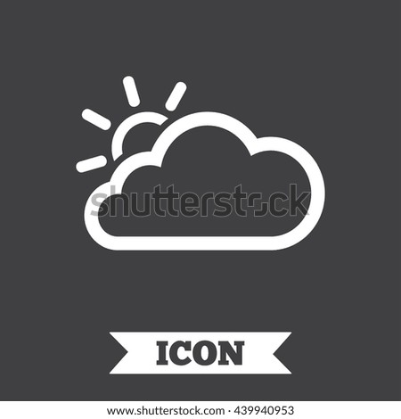 Cloud and sun sign icon. Weather symbol. Graphic design element. Flat weather symbol on dark background. Vector