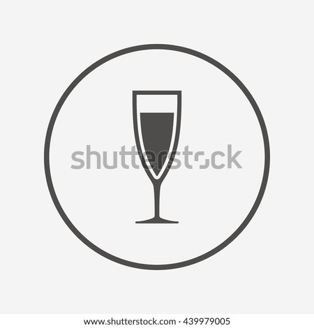 Glass of champagne sign icon. Alcohol drink. Round button with flat champagne icon. Vector