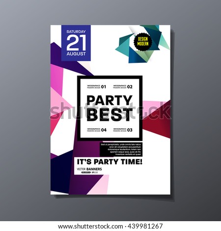 Party Flyer Template. Vector Design. Abstract Geometric Background.