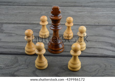 Chess pieces. The king and pawns