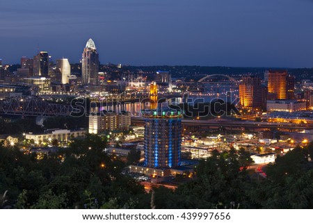 Cincinnati, Ohio & Covington Kentucky along the Ohio River