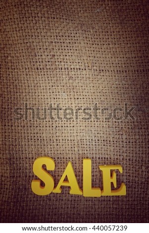 Sale concept. Yellow letters on background