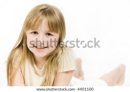 Beautiful happy little girl - isolated on white