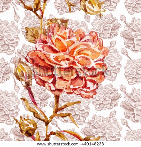Watercolor seamless pattern .Watercolor seamless  background  picturesque tropical flowers.Fabric  summer tropical holiday.Floral clip art with colors and layers effect!Flower background with roses 