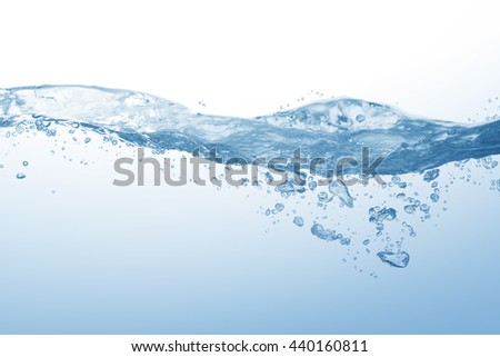 Water,blue water splash isolated on white background