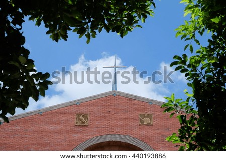 Beautiful church in the background of blue sky