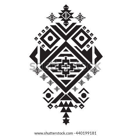 Vector textile Aztec tribal elements  mix geometric with black and white color background Royalty-Free Stock Photo #440199181
