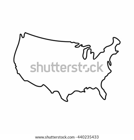 USA map icon, outline style. United states outline isolated on white background. USA drawing vector illustration Royalty-Free Stock Photo #440235433