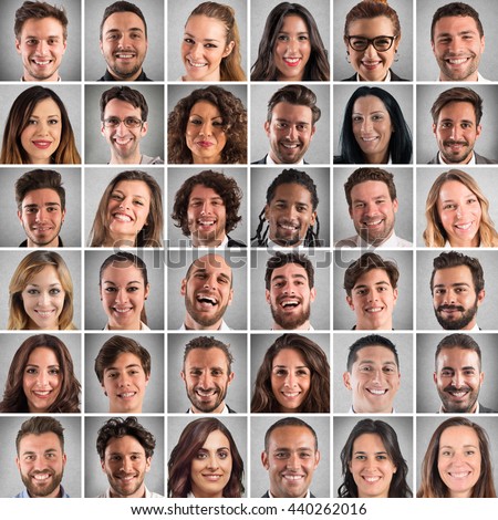 Happy faces collage Royalty-Free Stock Photo #440262016