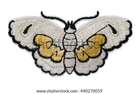 Embroidered Butterfly. Isolate on white background.