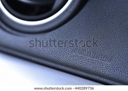 airbag on the front of car,sign in car