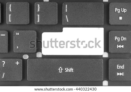 Keyboard with white blank Enter button, with copyspace