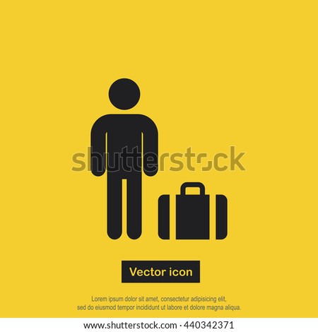 Man with travel bag icon. Vector illustration