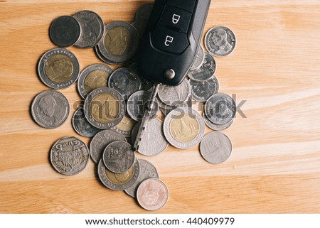 Keys from the car on money. used for background or material  design.