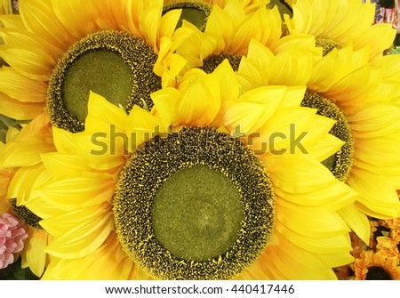 Closeup Artificial sunflowers background