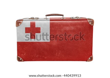 Vintage suitcase with Tonga flag