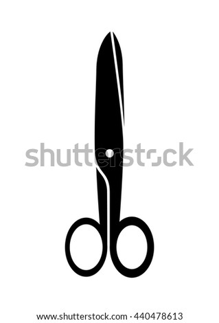Black scissors icon on white background