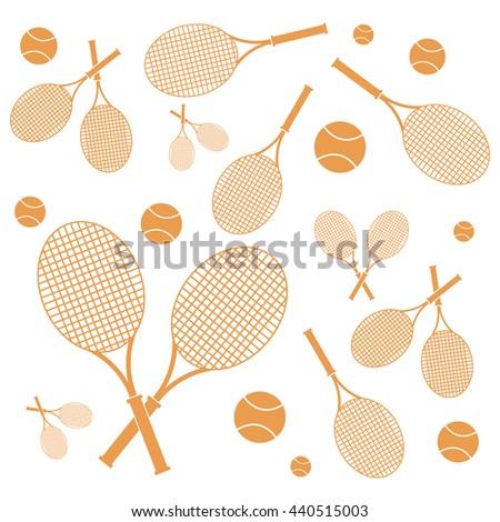 Nice picture of colorful rackets and balls for tennis lessons on a white background