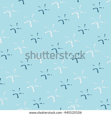 Blue and white starfish pattern on blue  background. Vector Illustration