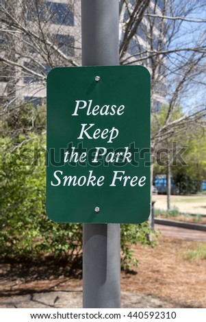 Please Keep the Park Smoke Free Sign