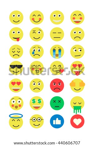 set of emoji. emoticons flat set