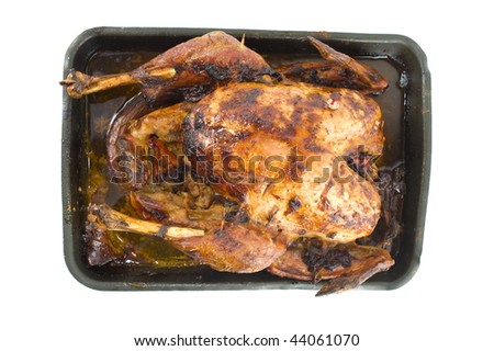 Delicious Roast Turkey on white background .