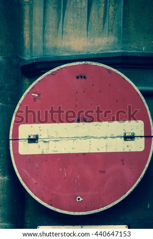 Vintage inspired No entry road sign