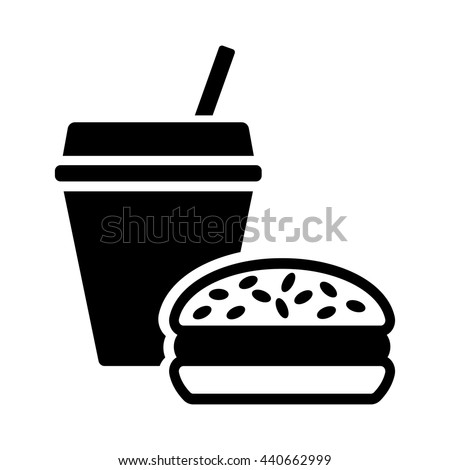 fast food burger and drink black icon