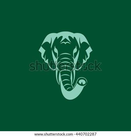 Vector Illustration of elephant head logo design template. flat style