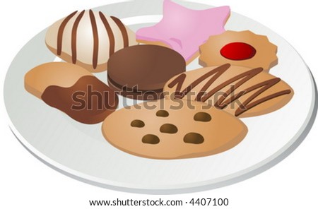 Assorted cookies on a plate isometric illustration