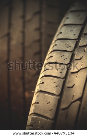 car wheel protector background. car tire wheel  shallow depth of field. instagram image filter retro style
